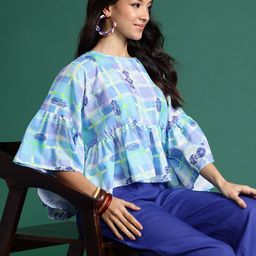 Sangria Geometric Printed Regular Top with Trousers image 5