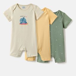 Nauti Nati Infant Girls Pack Of 3 Printed Cotton Rompers-image-19