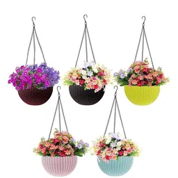Rattan Hanging Planters Pot with Metal Hanging Chain-image-37