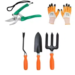 Hillgrove 5 Pcs Gardening Tool Set with Cultivator, Weeder, Trowel, Pruner & Hand Gloves, HGCM188M1-35