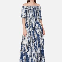 YLCOMPANY Tie and Dye Print Off-Shoulder Maxi Dress-image-18