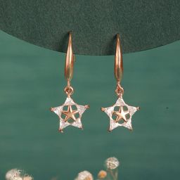 Jazz and Sizzle Rhodium-Plated Crystals Studded Star Shaped Drop Earrings-69