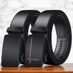Provogue Men Pack of 2 Vegan Leather Textured Belt-picture-16