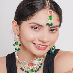 Divisha Gold-Plated Artificial Stone-Studded & Beaded JewellerySet-image-49
