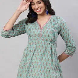 NISHABD Women Ethnic Motifs Printed V-Neck Cotton Top-image-13