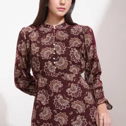 Vishudh Women Floral Printed Puff Sleeve Maxi Dress-image-29