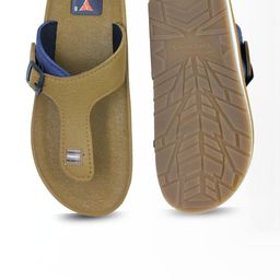 Trekiva Men Tan Fabric Flip Flops-image-96