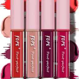 FOPE Set Of 4 Pout Perfect Smudge-Free Liquid Lipstick - 4 ml Each Shade - 04-06-08-09-12