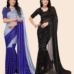 Moda Rapido Women Striped Embellished Sequinned Satin Saree-picture-25