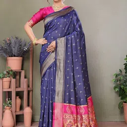 Lookmark Ethnic Motifs Woven Design Zari Banarasi Saree-image-34