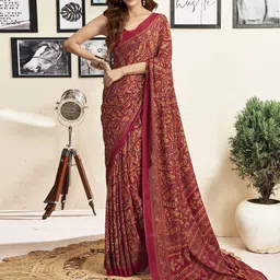 KALINI Paisley Pure Silk Dabu Saree-image-7