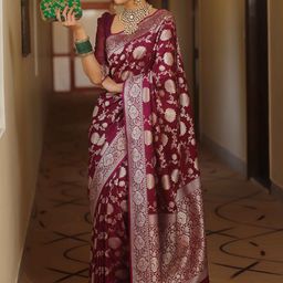ZILVIRA Woven Design Zari Banarasi Saree-image-96