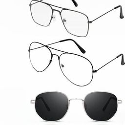 Arzonai Unisex Clear Lens & Black Sunglasses with-picture-40