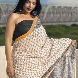 Anouk Rustic Floral Bagru Saree image 2