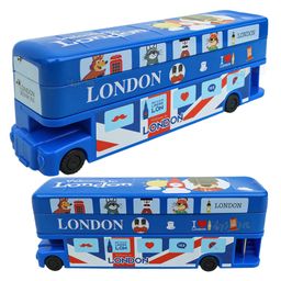 Toyshine Double Decker London Bus Metal Pencil Box with Moving Tyres - Blue-26