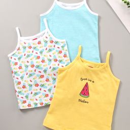 Babyhug Cotton Knit Sleeveless Slips All Over Print Pack of 3 - Multicolour-image-31