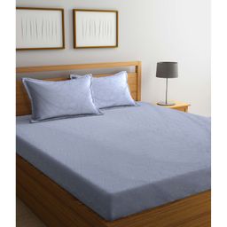 Arrabi Double Bed Cotton Blend Bedsheet and 2 Pillow Covers - Grey-37