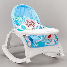 Play Nation Newborn To Toddler Portable Baby Rocker With Food Tray and Music Vibration with Toys -Light Blue-22