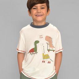 Mi Arcus  Half Sleeves Animals Printed Tee - White-image-71
