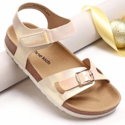 Pine Kids Sandals with Velcro Closure - Beige-image-5