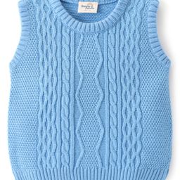 Doodle Poodle Knitted Sleeveless Pullover Sweater with Cable Knit Design - Blue-picture-25
