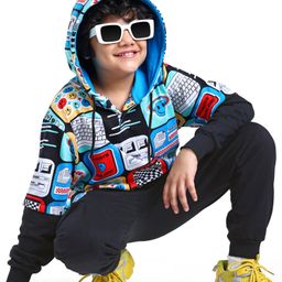 Ollington St. 100% Cotton Knit Full Sleeves Printed Hooded Sweatshirt & Joggers Set - Multicolor-image-47