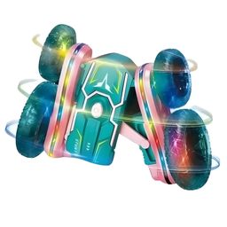 NEGOCIODouble Sided 2.4G Electric 4 Pass Remote Control Stunt RC Car Drift 360 Flips Rotating Toys With Cool Led Light- PACK OF 1 - COLOR MAY VARY-1