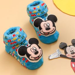 Disney by Yellow Bee Cotton Mickey & Friends Featuring Character Applique Detailed 3D Socks - Blue-42