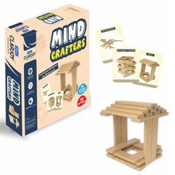 Clapjoy Mind Crafters - Wooden Block Construction Puzzle Game | STEM Learning Toy with 24 Wooden Planks and 20 Design Challenges-7