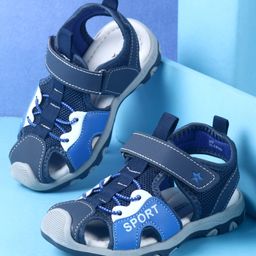 Cute Walk by Babyhug Velcro Closure Sandals With Sport Print - Blue-image-25
