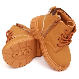 Babyoye Winter Boots With Zipper Closure & Lace Up Closure - Yellow-picture-33