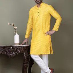 DEVOILER Men Jacquard Kurta-image-78