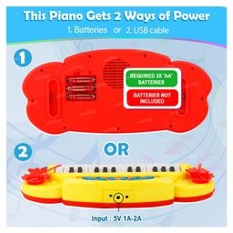 Toysire Mickey Mouse Piano keyboard toy with power option, recording and mic, electronic piano keyboard multi-function portable piano keyboard(Yellow) image 4
