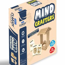Clapjoy Mind Crafters - Wooden Block Construction Puzzle Game | STEM Learning Toy with 24 Wooden Planks and 20 Design Challenges image 4