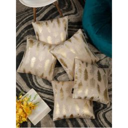 HOSTA HOMES Foil Printed Soft Velvat Cushion Covers Cream (16 x 16 inches)-picture-32