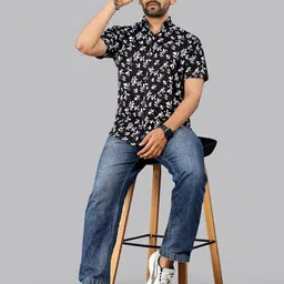 FTX Men Standard Fit Floral Printed Spread Collar Casual Shirt-image-69
