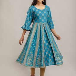 G.L. FASHION Floral Printed Bell Sleeves Cotton A-Line Kurta-image-85
