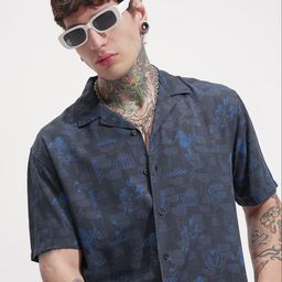 HIGHLANDER Men Graphic Printed Cuban Collar Casual Shirt-image-32