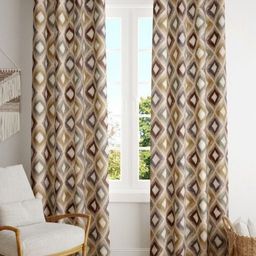 BILBERRY Furnishing by preeti grover Beige & Maroon Set of 2 Geometric Sheer Long Door-3