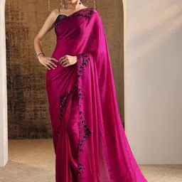 Libas Beads and Stones Satin Saree-27