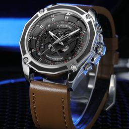 FORSINING Men Leather Straps Analogue Watch FSG8164M3S3-10