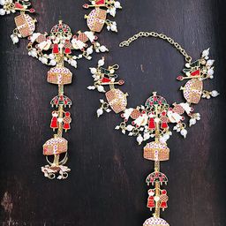 Jaynen Set Of 2 Gold-Plated Artificial Stones Studded & Beaded Ring Bracelet-image-57