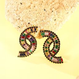 StyleCast Gold-Plated Rhinestone Studded Contemporary Drop Earrings-image-88