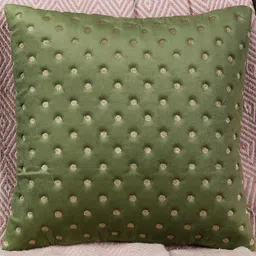 Decorative Dot Design Set of 1, Green Color Velvet Cushion Covers-image-12