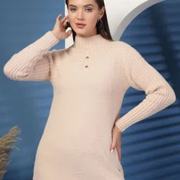 Thirty Threads Women Striped Woollen Longline Pullover Sweaters-picture-13
