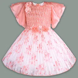 Wish Karo Girls Floral Printed Flared Sleeve Fit & Flare Dress-image-54