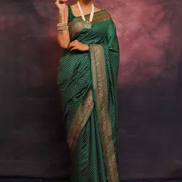 BerMondsey Embroidered Woven Design Zari Banarasi Saree-16