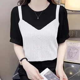 KPOP Women Self Design Regular Top-image-61