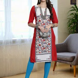 HERE&NOW Women Pack of 2 Ethnic Motifs Printed Pure Crepe Straight Kurta-picture-42
