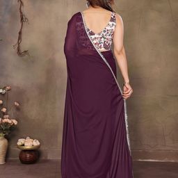 Anouk Mirror Work Border Saree with Printed Blouse Piece image 2